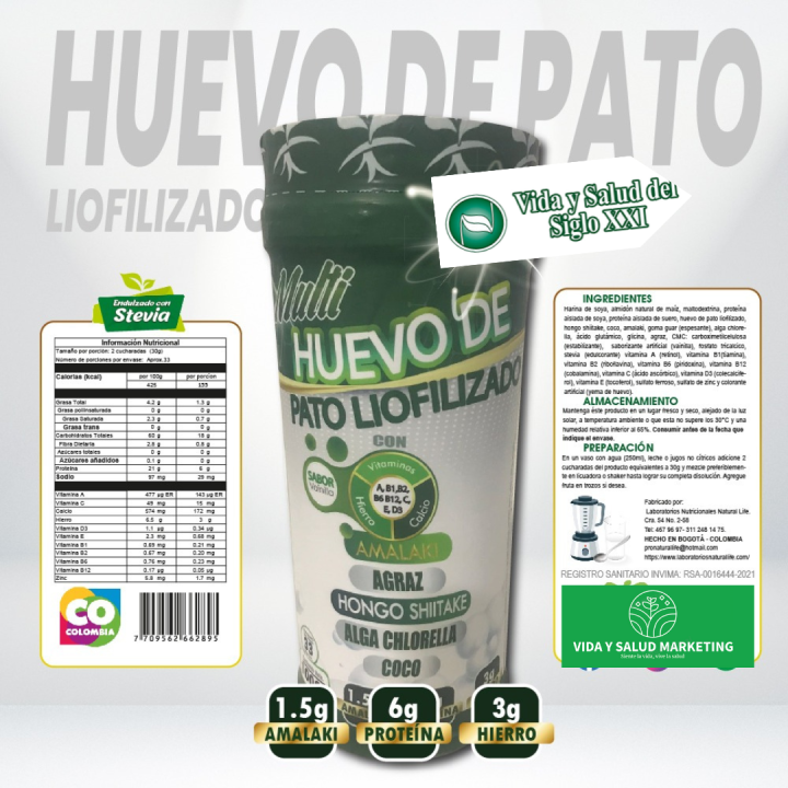 Huevo de pato liofilizado